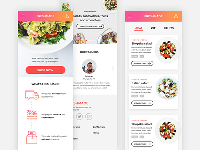 Fresh produce delivery app card delivery design ecommence food introduction landing page mobile order ui ux