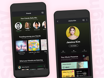 Spotify redesign: build your music presence app apple music dark ui designchallenge friend mobile music playlist redesign social spotify ui ux