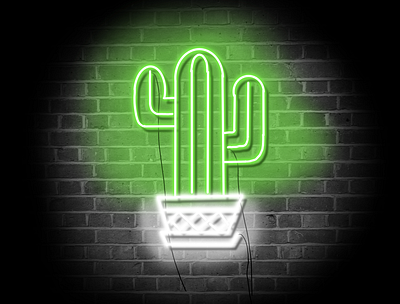 Neon Cactus art design digital art graphic design illustration procreate