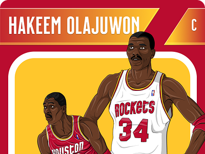 Hakeem Olajuwon Card art basketball design digital art figma graphic design hakeem houston rockets illustration procreate vector