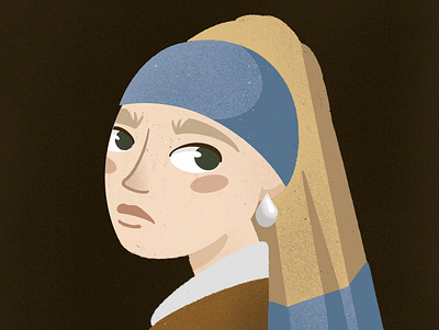 Girl with a Pearl Earring art drawing illustration illustrator procreate