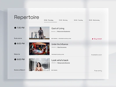 Silesian Theatre - Repertoire branding calendar design graphic design schedule ticket time ui website