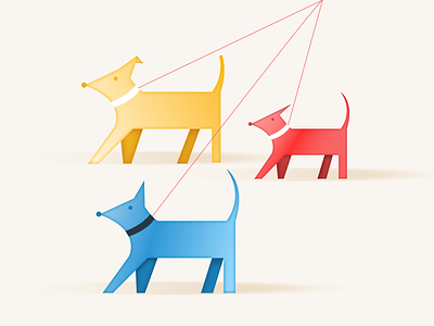 Need to walk your dogs? 🐩🐕 animal app blue design dog dogs gradient illustration iteo iteoteam linear red vector wage yellow 插图