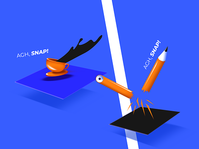 ✏️ AGH, snap! ☕️ 404 page coffee cup design gradient illustration iteo pencil snap vector 插图