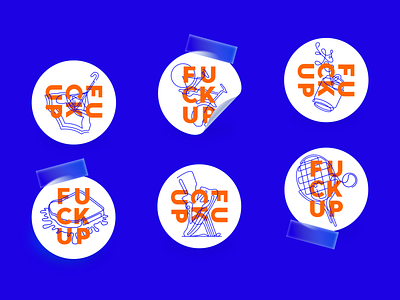 STICKERS 💙 blue branding design fuckup illustration iteo iteoteam linear sticker stickers typography vector 插图