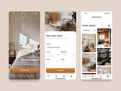 HOMEFORDAY app design renting travel typography ui ux