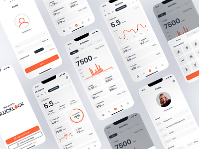 Gluclock. Real-time glucose monitoring app animation app branding chart diagram dietapp medical typography ui ux