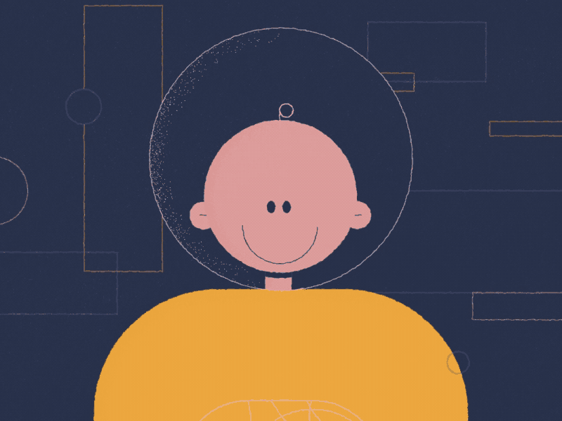 The spaceman 2d animation character gif illustration loop shapes space