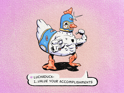 Luchaduck art character design comic book concept cute design digital art digital color drawing duck expresive fighting graphic design illustration luchador mexican pink quirky superhero vintage