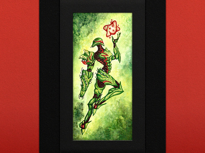 Mother X alien art character design concept design drawing fan art fantasy gaming hand drawn hand made illustration metroid nintendo painting pen and ink space traditional media video games watercolor
