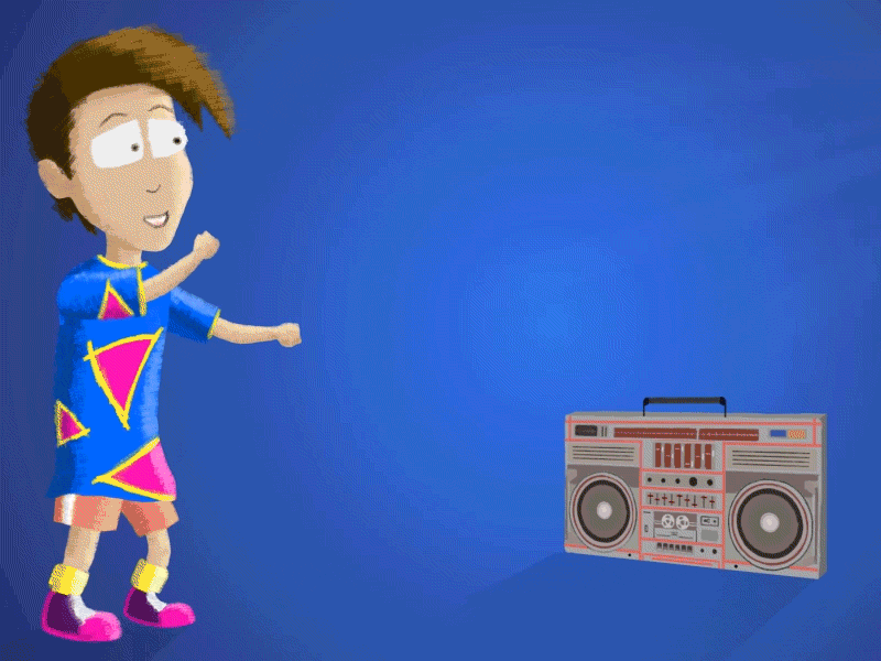 Charlie's Boombox 1980s 2d 80s after effects animated character animation photoshop