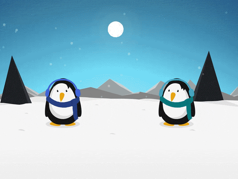 Happy Christmas - Pesky Penguins 2d after effects animation christmas dancing penguins snow vector