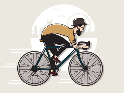 Hipster Dribbble beard bicycle city fashion hair hipster illustration ride style tattoo
