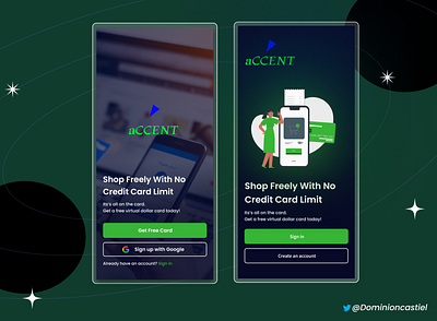 2 Onboarding Screens for Accent Mobile App app click here fintech google homepage ill illustration login page mask onboarding open account registration sign in signup splash screen ui wallet
