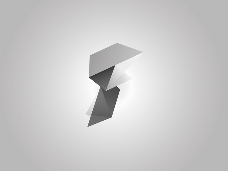 Logo Process - F logo gradients f bw byn degradados polygon geometric poligono geometrico gris greyscale grayscale
