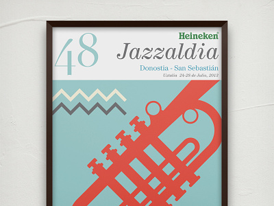 Poster Design: 48 Heineken Jazzaldia - 2013 48 blue carlos martínez colors colours grey heineken instrument jazz jazzaldia minimalistic music poster red trumpet typography