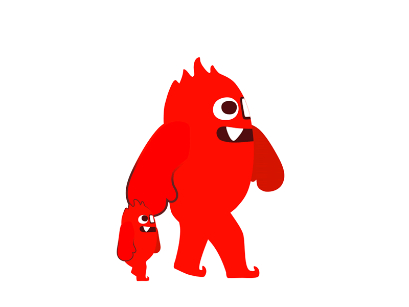 Red monsters walking after effects animation character cute fire illustration monster motion graphics walking