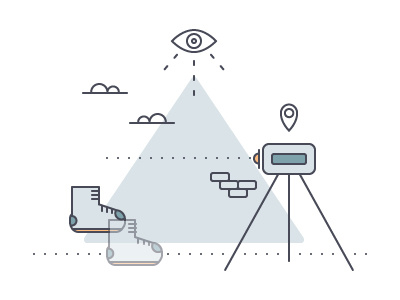 Archeology/Geodesy archeology digging flat geodesy theodolite history illustration level minimal pyramid