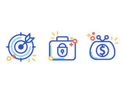 Icon set access control costs optimization icon illustration money setup target targeting