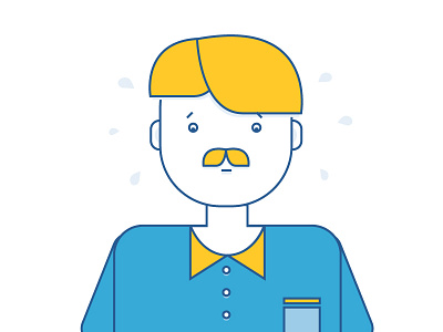 Character character flat style illustration man mustache person scared sweat t short vector worry