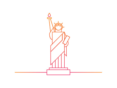 Statue of Liberty fire gradient icon landmark line work logo mono flat sight statue of liberty thin lines usa