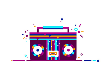 Boombox bass beat boombox flat style geometric icon illustration logo music radio retro vector