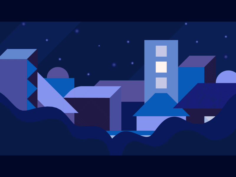 Hello World .aep after effects work desk night city illustrator animation motion design hello flat