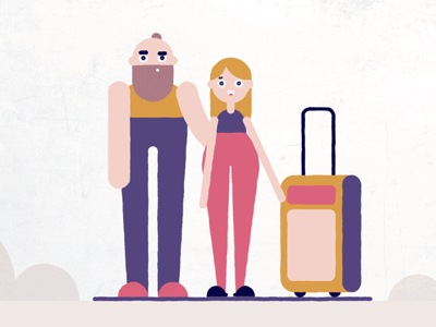 Vacation_scene_1 after effects animation baggage character couple flat gif honey moon motion design texture travel vacation