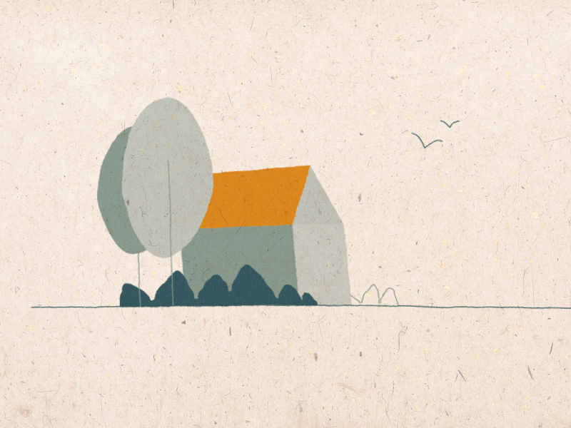 House calendar after effects birds texture .aep illustration vector village motion animation gif house