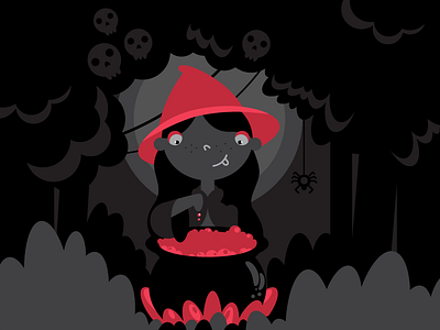 Witch character cute flat style halloween horror illustration magic mystery vector witch