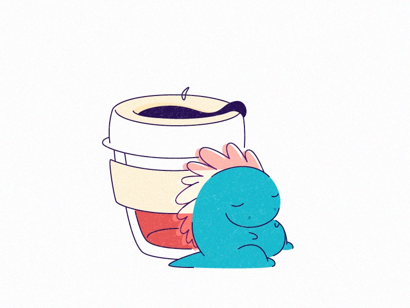 Sleepy dragon .aep 2d animation cell animation character coffee cute dragon frame by frame gif illustration keepcup monster sleep vector