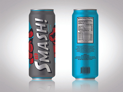 SMASH! blue can colors drink hand mockup product design red