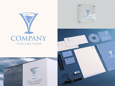 Y And V Glass Elegant Logo