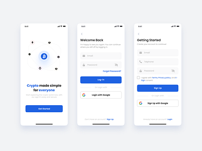 Crypto- Log in app desain graphic design