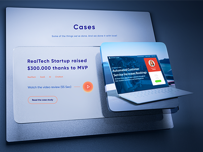 Cases page (Teaser of my new project) agency ai ases page automated customer service booking case cases page chatbot glass glassmorphism hotel journey portfolio realtech saas software development startup travel vacation video review