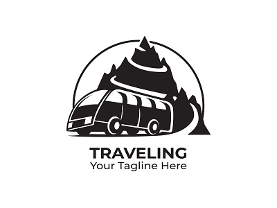 Bus Travel Vintage Logo black branding bus company design illustration industry journey logo mountain travel traveling trip vintage