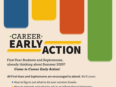 Career Center Early Action branding flyer