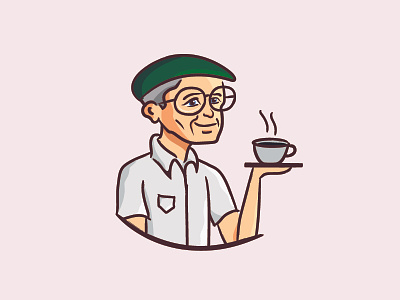 Logo proposal 2 - Coffee shop cafeteria character coffee coffee shop coffeehouse elder grandfather grandpa logo sweet shop