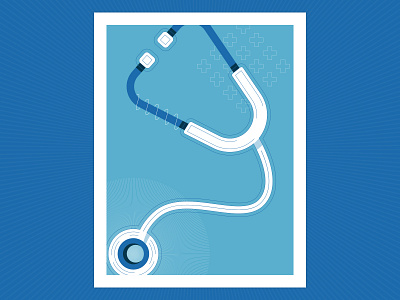 Biomedical Science Illustration biomedical blue cross flat funding medical plus poster research science stethoscope vector