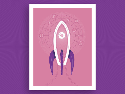 Science Education Illustration annual college education icons illustration k-12 pink poster purple report research rocket school science