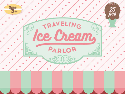 Traveling Ice Cream Parlor filigree ice cream lettering