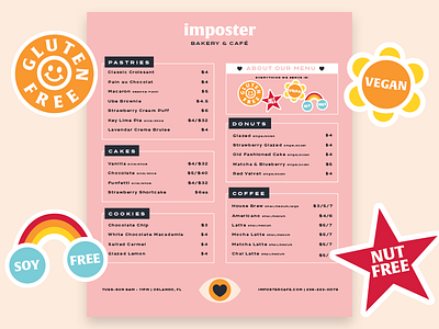 Imposter Bakery Menu Concept