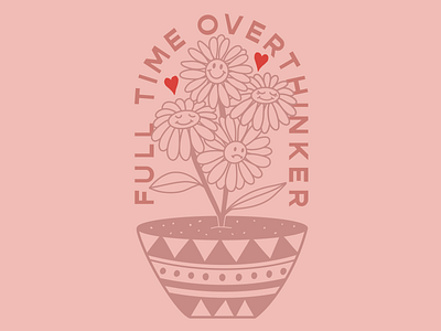 Full Time Overthinker daisy illustration overthinking