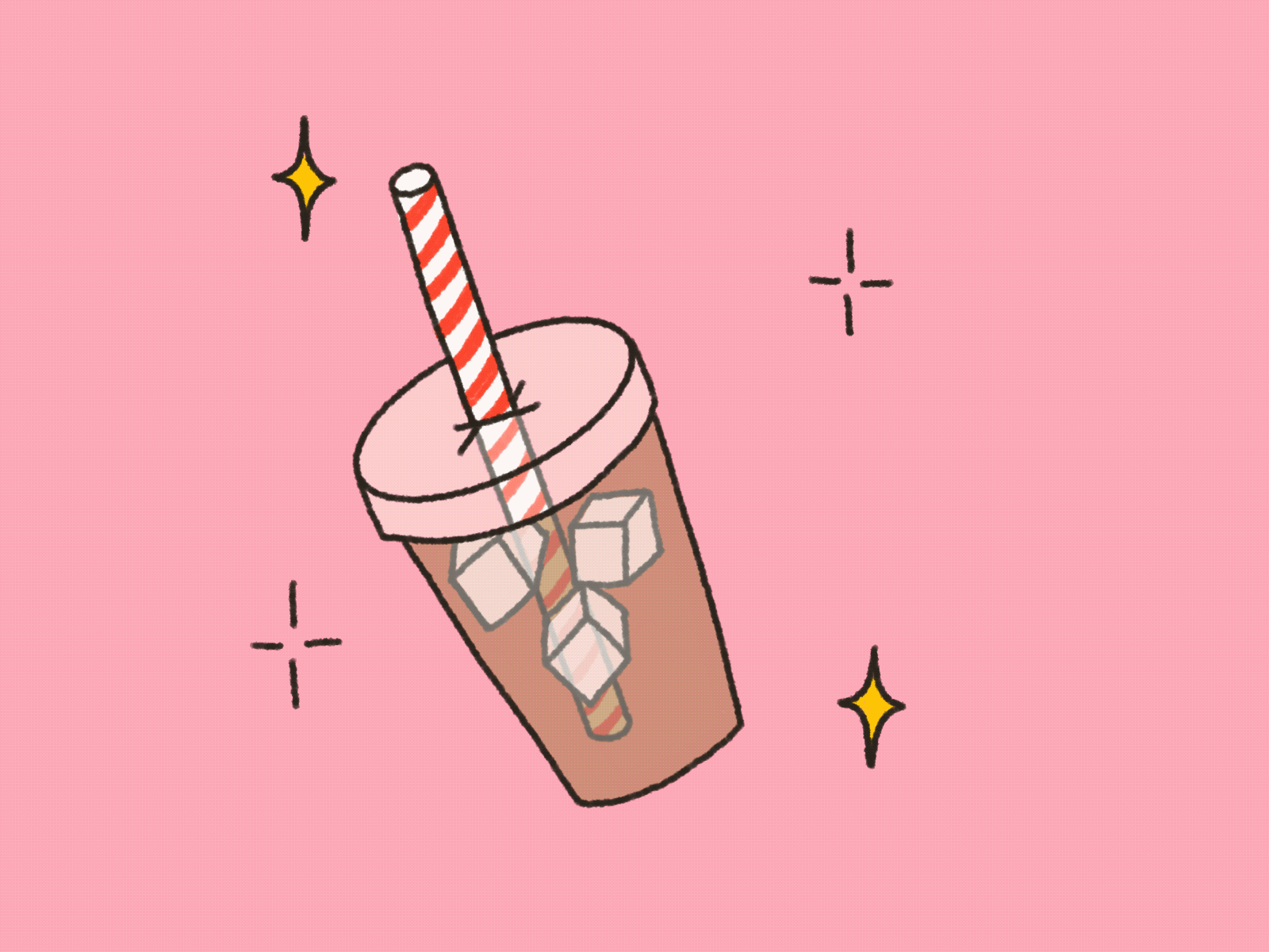 Iced Coffee Animation animation coffee iced coffee illustration pink plastic cup sticker