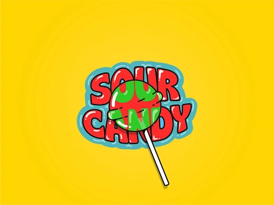 Sour Candy candy flat illustration illustrator lady gaga lollipop typography vector