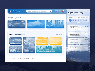 Learning Management System — Dashboard Page campus college course dashboard desktop education exploration learning login student ui ux website