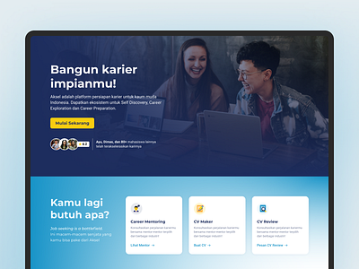 Aksel Desktop Landing Page career college design desktop header hero landing page product social proof student ui ux