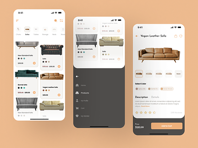 Furnishing Retail app bed chair couch furnishings furniture house fittings mobile mobile app movables seat sofa stool stools storage tables ui ux