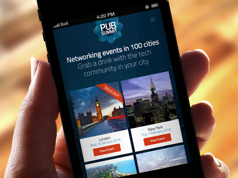 Pub Summit responsive site responsive website networking events web design