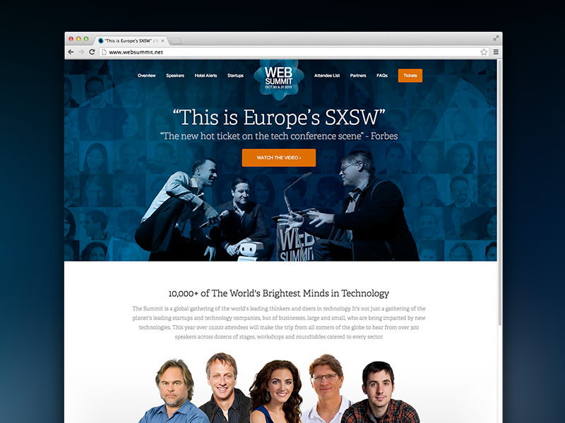 Web Summit homepage conference web design